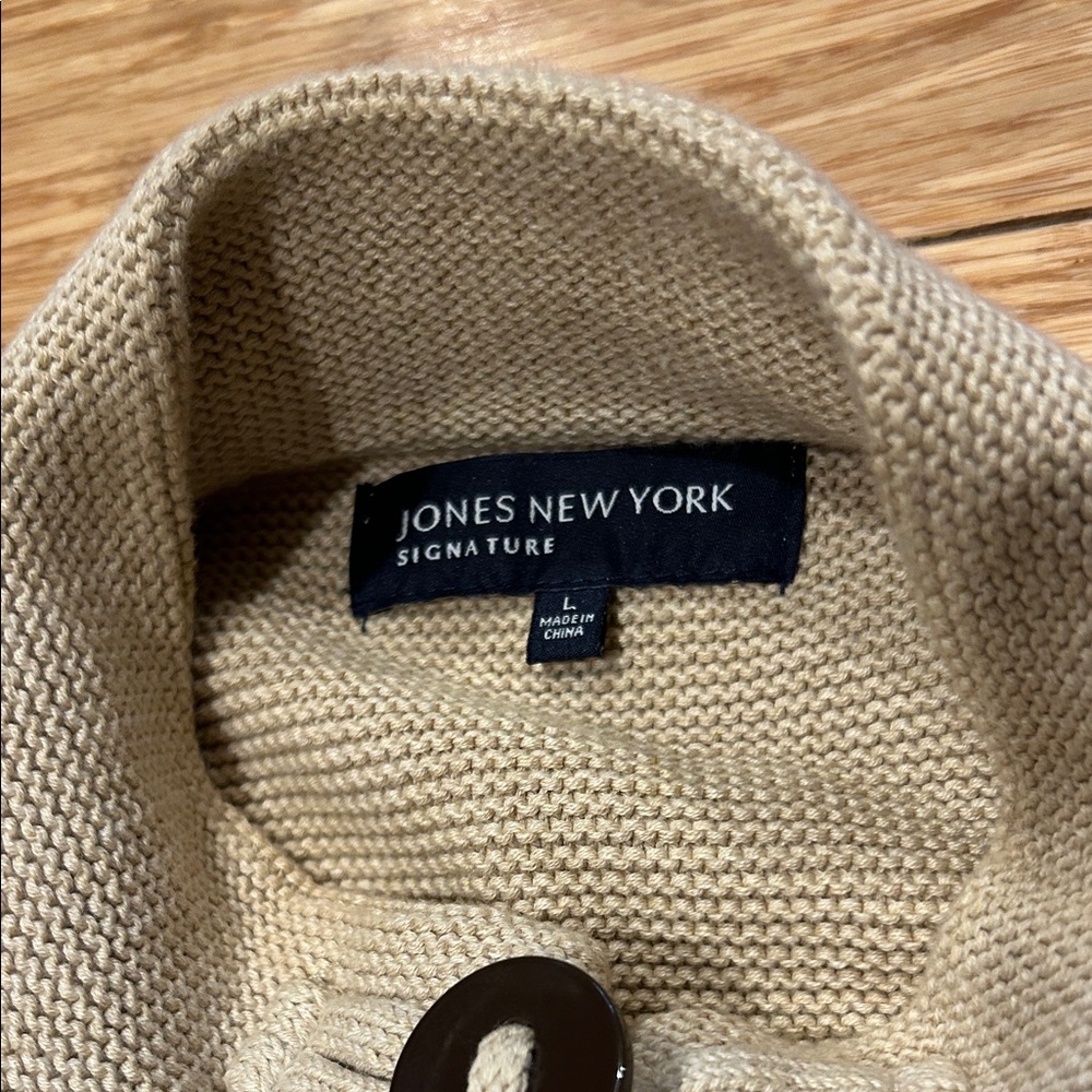 Jones New York Cream to Brown Scandi 3 Button Cardigan Sweater L - Picture 3 of 7